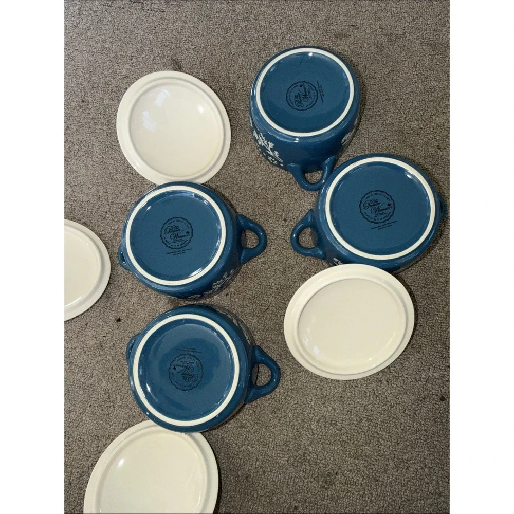 Lot Of‎ (4) Pioneer Woman Fancy Flourish Mini Cocotte with Lid 16 oz 4.5